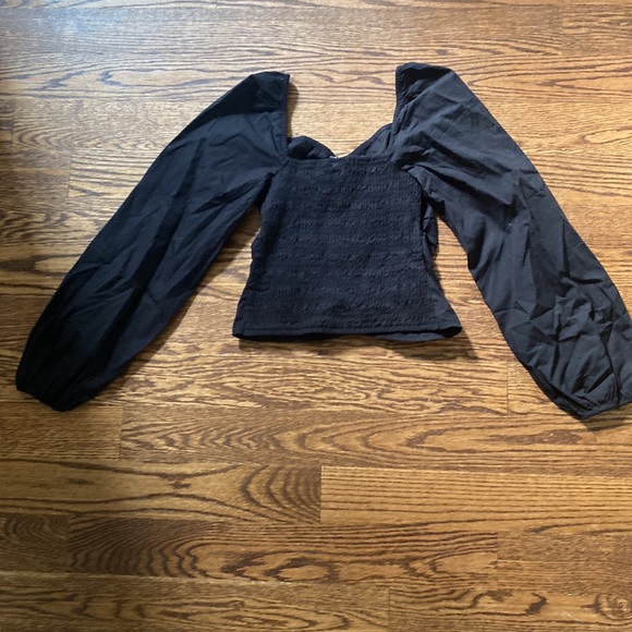 Puff sleeve sweetheart top Gap Black extra small XS new with tags - Picture 6 of 8